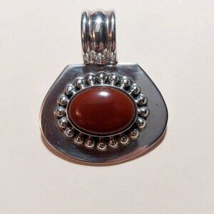 Carnelian Sterling Silver 925 Oval Necklace Pendant